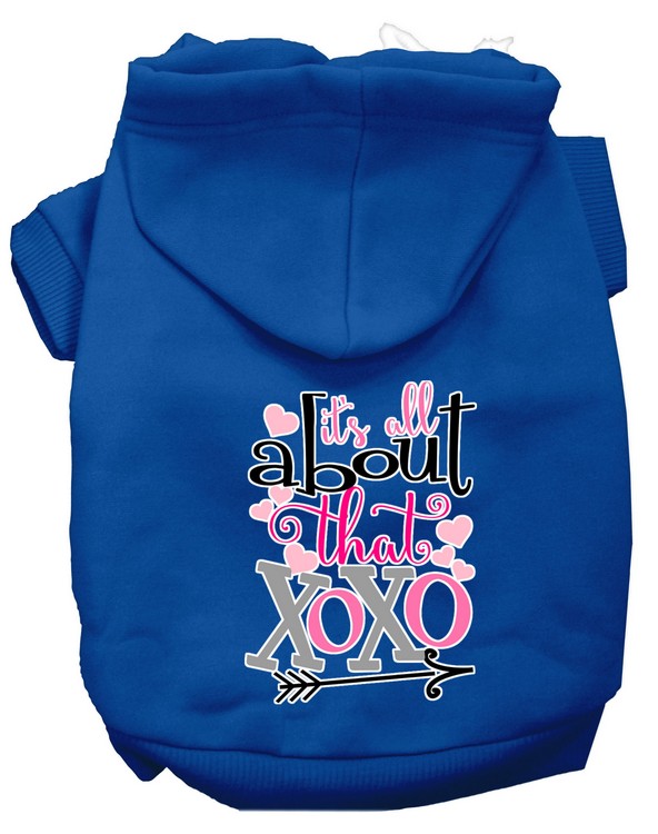 All About that XOXO Screen Print Dog Hoodie Blue XXXL